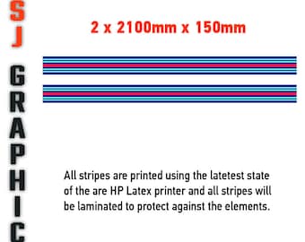 Martini Racing Stripes 2100mm x 150mm x 2 Le mans Gulf Universal Car Sticker