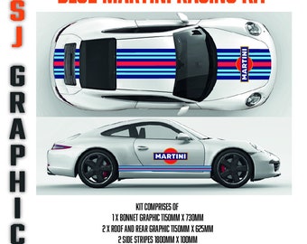 Martini Racing Style Blue Stripes Kit voor Porsche Le Mans universele stickers