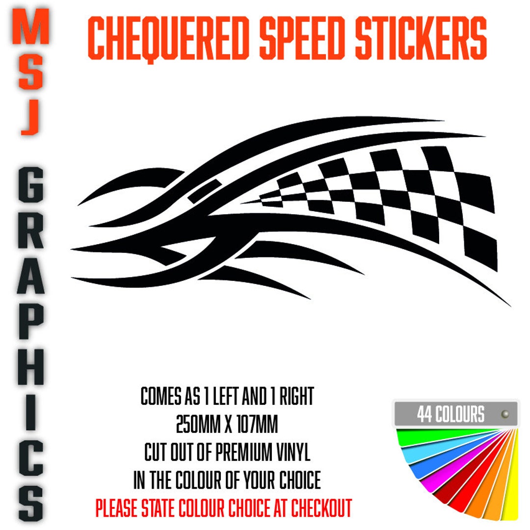 Sticker Speed Driver 2x Chequered Speed Sticker Decals Car Truck Bike Adhesive Vinyl 250mm X ...