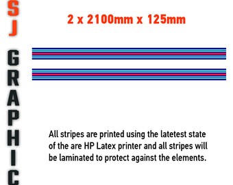 Martini Racing Stripes 2100mm x 125mm x 2 Le mans Gulf Universal Car Sticker