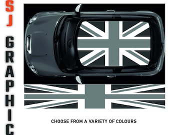 Union Jack Roof Silver and Gunmetal for Bmw Mini Cooper graphics stickers decals