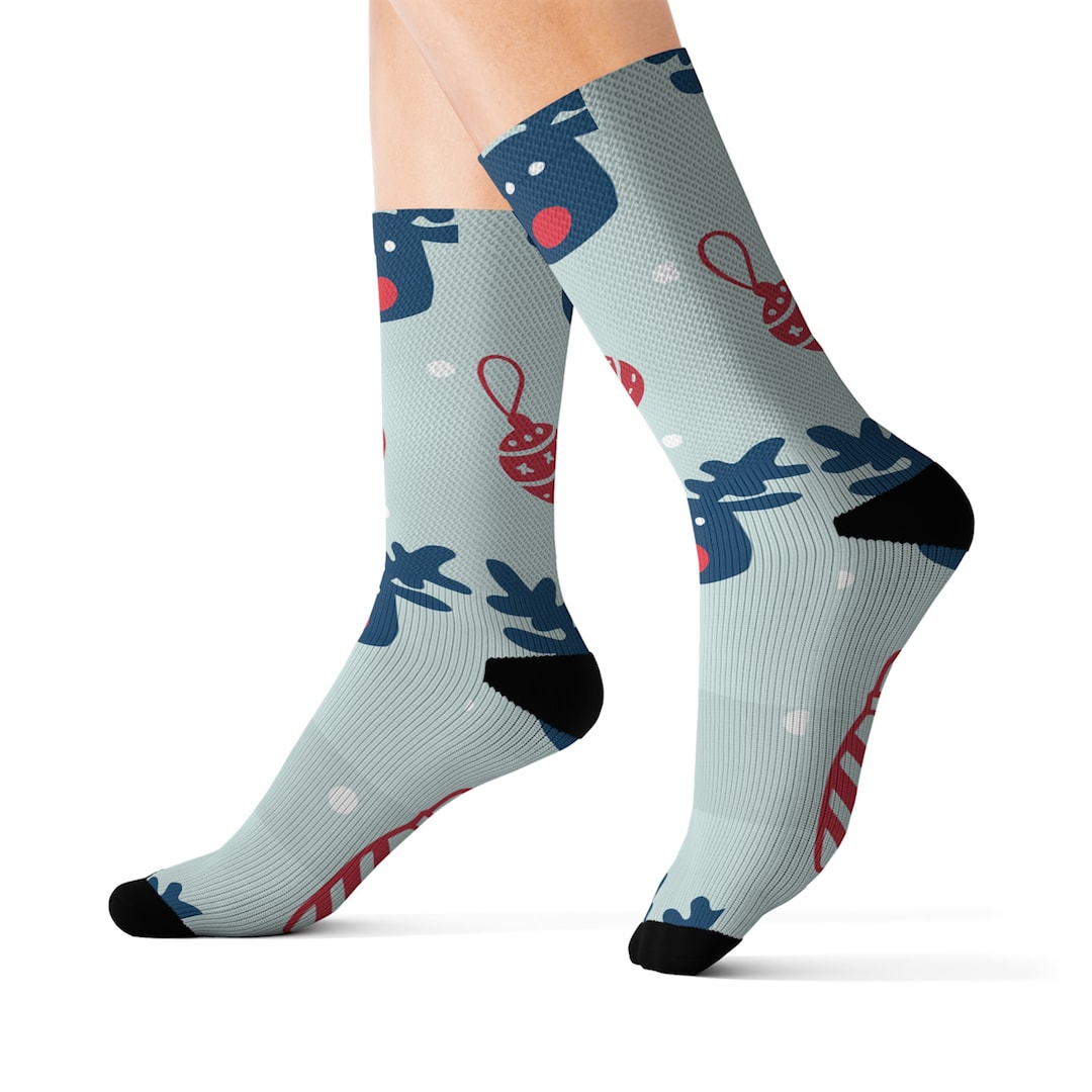 Christmas Reindeer Socks Reindeer Christmas Socks Etsy