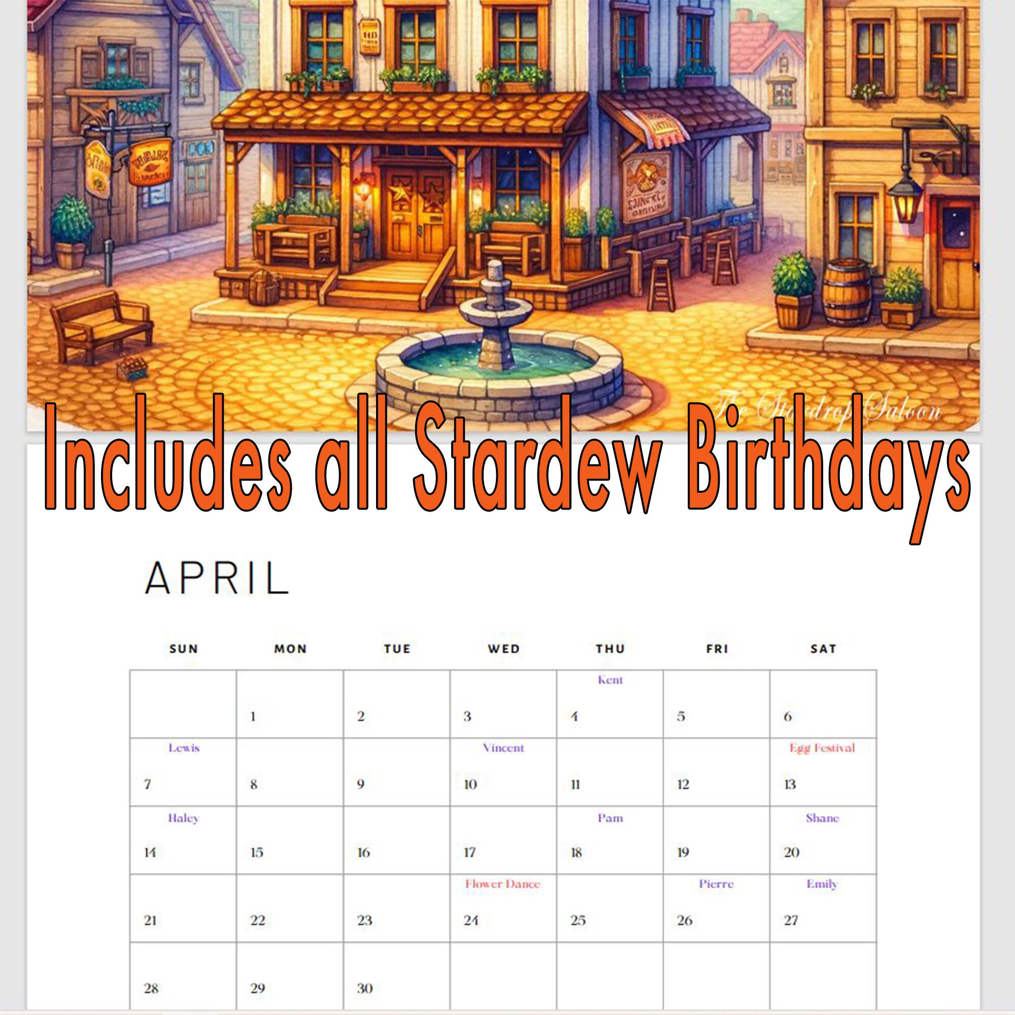 Stardew Valley Fan Made A3 Wall Calendar DIGITAL DOWNLOAD - Etsy