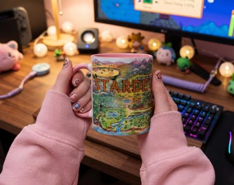 Stardew Valley Map Coffee Mug Cup 11oz, Cozy Gamer Gift, Video Game Mug