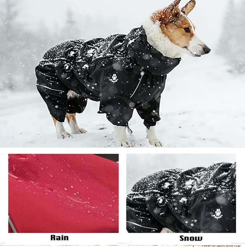 Outdoor Waterproof Dog Jacket, Reflective Raincoat for Dogs, Warm Pet