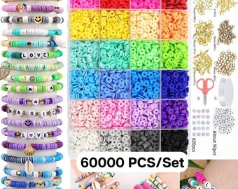 6000Pcs Clay Beads Set, Bracelet Making Kit, Jewellery Making Kit, DIY Kit, Friendship Bracelet, Color Beads Set.