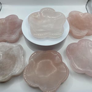Rose Quartz Flower Shaped Crystal Bowls