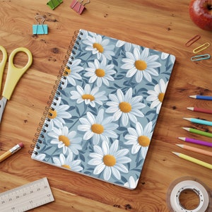 Seamless Daisy Pattern A5 Notebook |  Floral Journal | Lined | Wire-Bound | Perfect for Nature Lovers & Gardeners