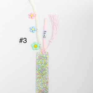 Glitter Name Bookmark Resin Acrylic Personalized Gift Birthday Childrens Gifts Beaded Tassels Book Accessories Party Favor afbeelding 5