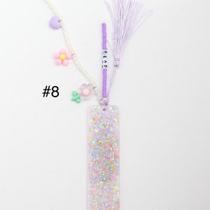 Glitter Name Bookmark Resin Acrylic Personalized Gift Birthday Childrens Gifts Beaded Tassels Book Accessories Party Favor afbeelding 10