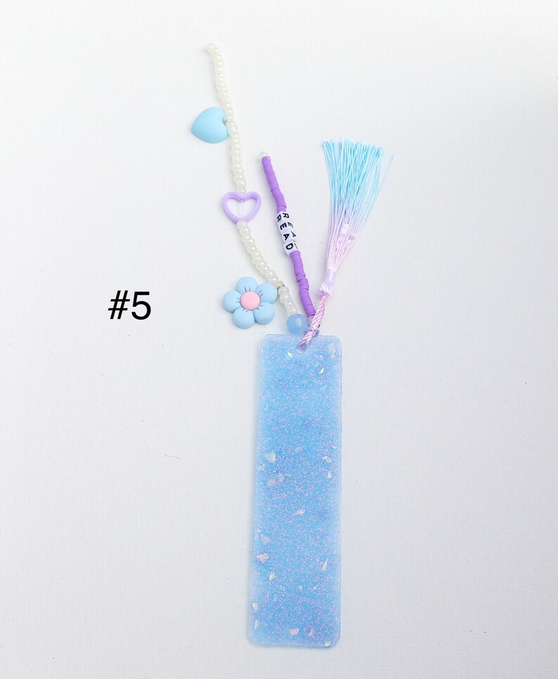 Glitter Name Bookmark Resin Acrylic Personalized Gift Birthday Childrens Gifts Beaded Tassels Book Accessories Party Favor Bild 7