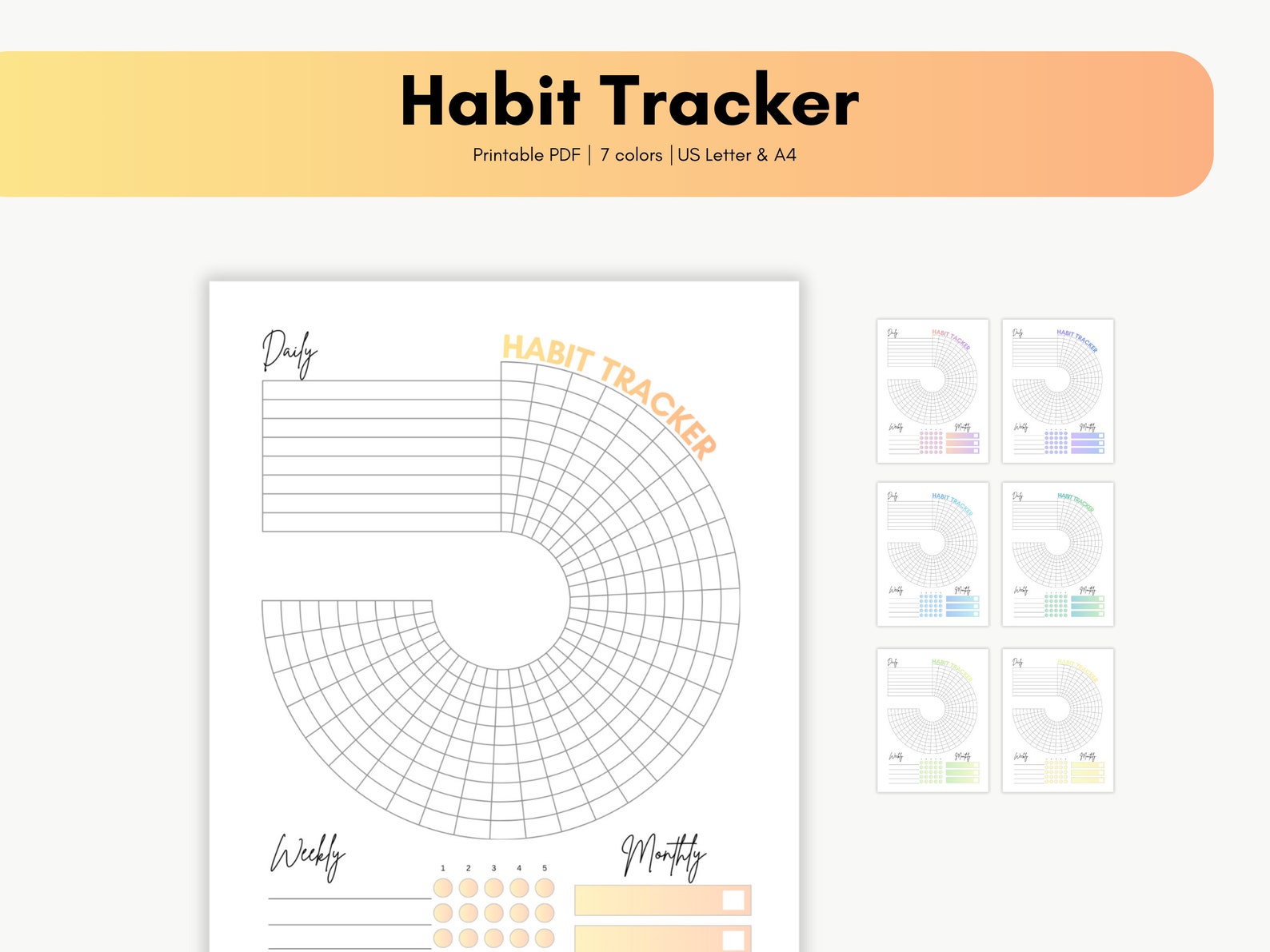 Printable Habit Tracker for Daily + Weekly + Monthly Tasks, Letter & A4 ...