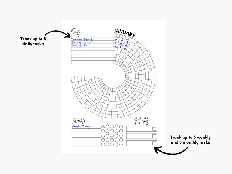 Printable Minimalist Habit Tracker for Daily Weekly Monthly Tasks ...