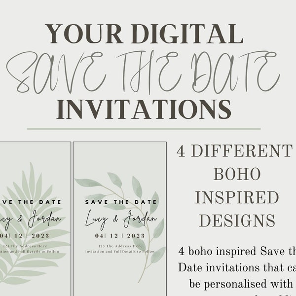 Save the Date E-invite, Digital Invite, Electronic Save the Date, Personalised Save The Date Phone Template, Electronic Wedding Invitation