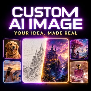 Benutzerdefiniertes KI-Bild - Personalisiertes Digital Art Geschenk, Fantasy Charakter, Haustier oder Person Illustration