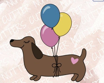 Cortador de galletas de perro salchicha con globos