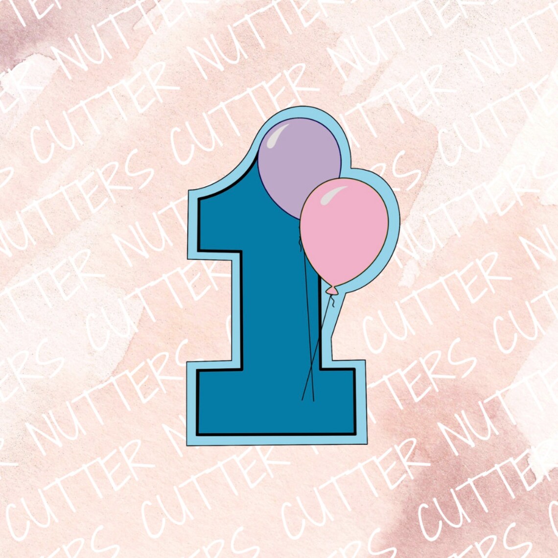 Number 1 With Balloons Cookie Cutter - Etsy