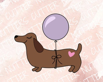 Cortador de galletas de perro salchicha con globo