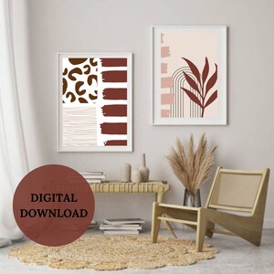 Abstract Leaf Print Set: Modern Gallery Wall Art (Digital Download)