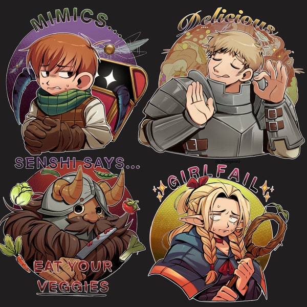 Dungeon Meshi // Delicious in Dungeon - 4" Vinyl Stickers