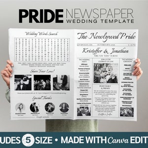 LGBTQ Zeitungshochzeitsprogramm-Vorlage, zwei Bräutigame Hochzeitseinladung, Gay Hochzeitsgeschenk, Gay Hochzeitskarte, LGBTQ Hochzeit, Pride Hochzeit