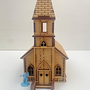 WW2 Normandy Church - small village church for Wargames (28mm-32mm Terrain with Removable Floors and Roof)