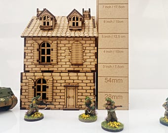 WW2 Normandy Village House Type 2 – 28mm to 32mm Wargames, Role Play or Dioramas - 3mm Laser-Cut - part of Complete Town Set
