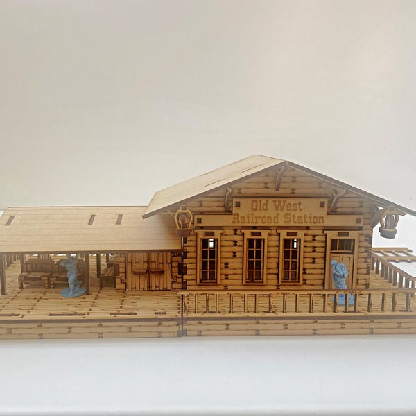 Wild West Railroad Station Kit: Laser-Cut MDF Wargame Terrain