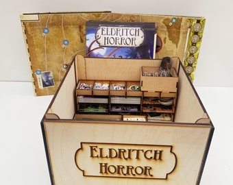 Eldritch Horror Storage Crate for base and 4 expansions and add-ons including boards, mats, counters, cards etc