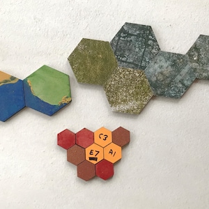 Twenty Wargame and tabletop blank MDF hexes, ready to colour or print, perfect for map bashing and game design Inactive