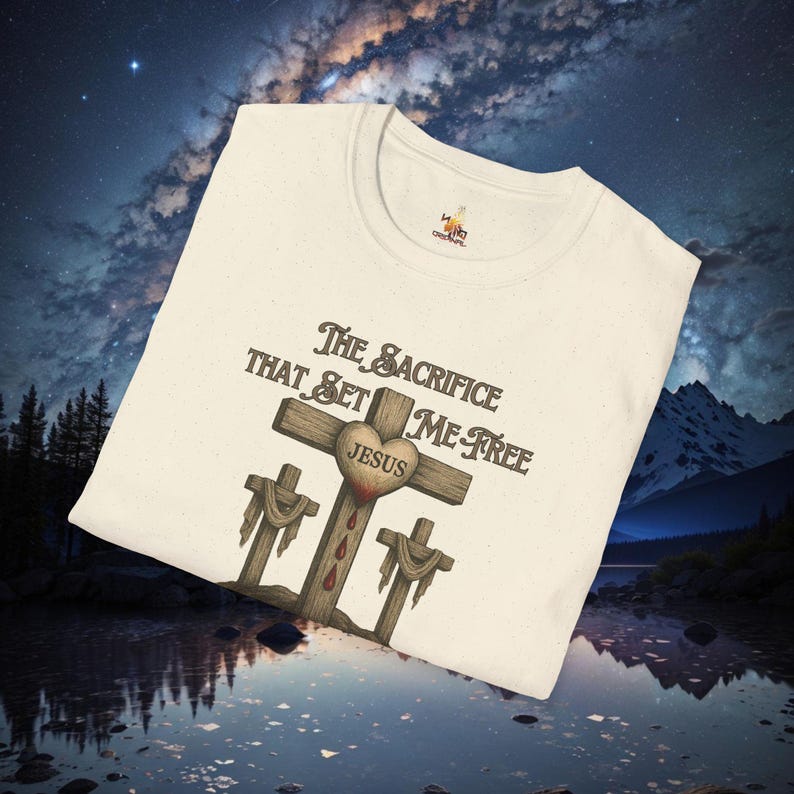 Christian Cross T-shirt: The Sacrifice That Set Me Free afbeelding 8