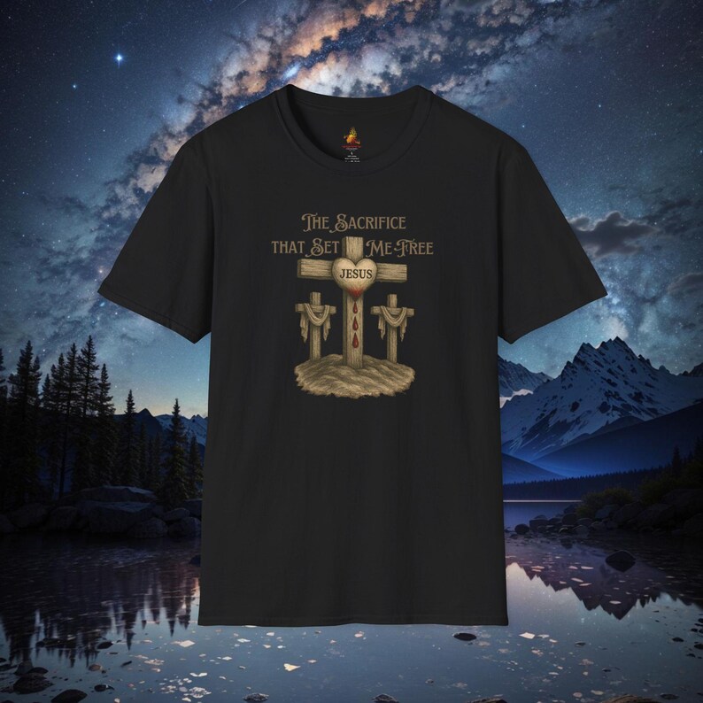 Christian Cross T-shirt: The Sacrifice That Set Me Free Black