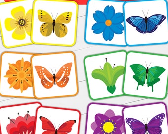 Flower Butterfly Color Matching | Memory Games | Cut Paste Activities | Color Flashcard | Toddler Matching Activity | Montessori Materials