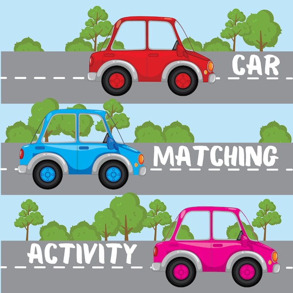 Car Matching Activity | Matching Game | Memory Games | Cut and Paste Activities | Scissor Skills | Homeschool | Kids Worksheet