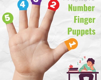 Printable Number Finger Puppets | Finger Counting | Number Flash Cards | Preschool Printables | Kindergarten | Homeschool | Kids Worksheet