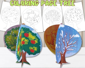 Seasons Coloring Tree | Printable Seasons Activity | The Four Seasons Tree | 4 Seasons Coloring Page | Weather Coloring