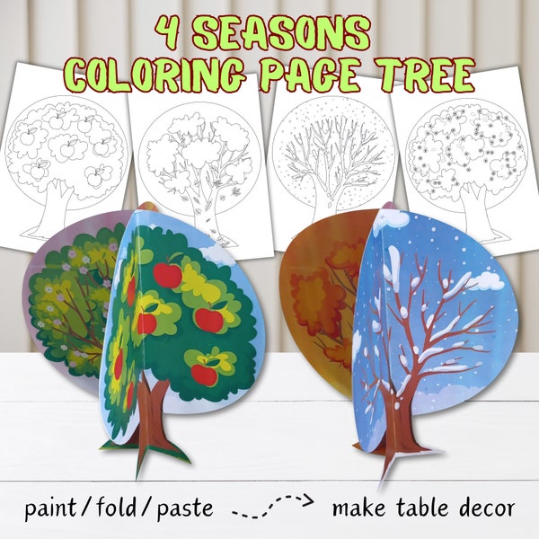 Seasons Coloring Tree | Printable Seasons Activity | The Four Seasons Tree | 4 Seasons Coloring Page | Weather Coloring
