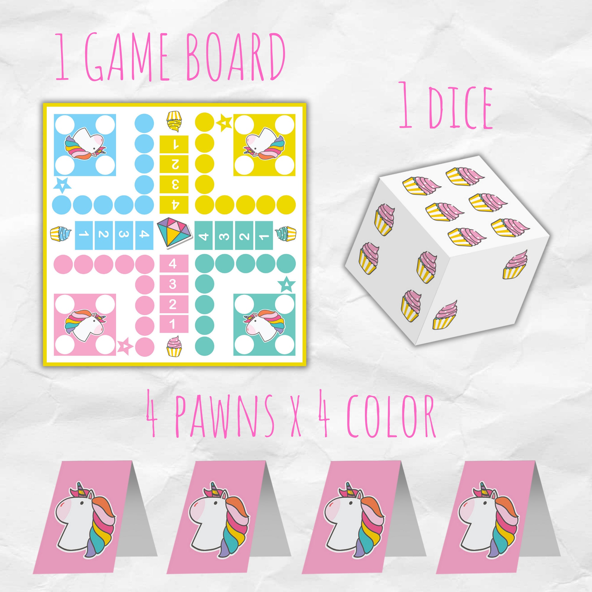 Printable Unicorn Ludo Board Game Template | Paper Digital Activity ...