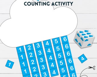 Counting Activity | Raindrops Dice Game | Number Practice Games | Numbers Worksheet | Toddler Preschool Homeschool Early Math.