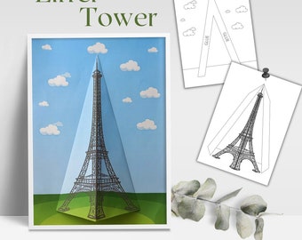 2D Eiffel Tower Coloring Pages | Paris Home Decor | Printable Painting Activity | Cut And Create | Fun Arts Crafts Activity For Kids