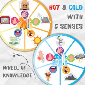 Hot And Cold With 5 Senses | Wheel of Knowledge | Hot And Cold Activity Pack For Kids | Hot and Cold Sorting | Sorting Activity Printable