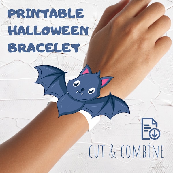 Printable Halloween Bracelet | Halloween Wristbands Wristlet Wriststrap | Paper Halloween Bracelet | Cut Out Shapes Party Supplies for Kids