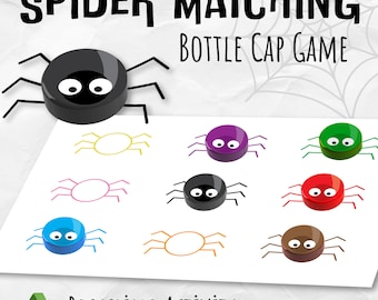 Spider Matching | Bottle Cap Recycling Activity | Montessori Materials | Color Matching | Memory Games | Cut Paste Activities | Colour Game