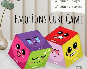 Emotions Cube Game | Emotional Faces Dice | Social Emotional Learning | Knowledge Cube Game | Montessori Materials | Preschool Printables