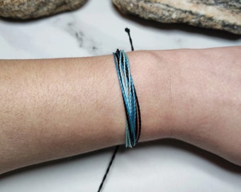 Multi-strand bracelet or anklet, Adjustable waterproof friendship bracelet, Pura Vida inspired, Boho multi string armlet, Surfer wax cord