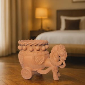 Terracotta plantenbak voor paardenkar