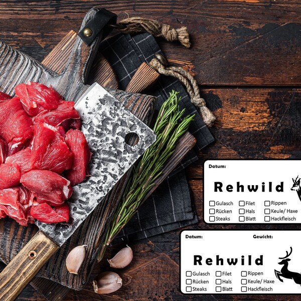 REHWILD AUFKLEBER | Wildbret | Wild | Etikett | Fisch | Jagd | Fleisch | Selbstversorger | Jäger | Jägerin | Lagerhaltung | Küche | Geschenk