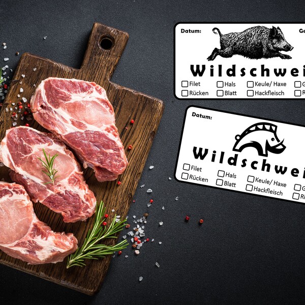 WILDSCHWEIN AUFKLEBER | Wildbret | Wild | Etikett | Jagd | Fleisch | Küche | Selbstversort | Jäger | Jägerin | Ordnung | Lagerung | Geschenk