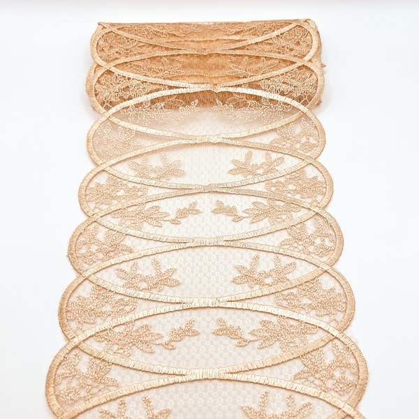 9.5*1yard Delicate Court Style Gold Embroidered Flower Tulle Lace Trim Sewing - Foto 11