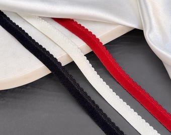 2m Soft Picot Edge Elastic – 11 mm Black / Red / Milk | Bra Band Elastic, Underbust Trim | Bra Making Supplies